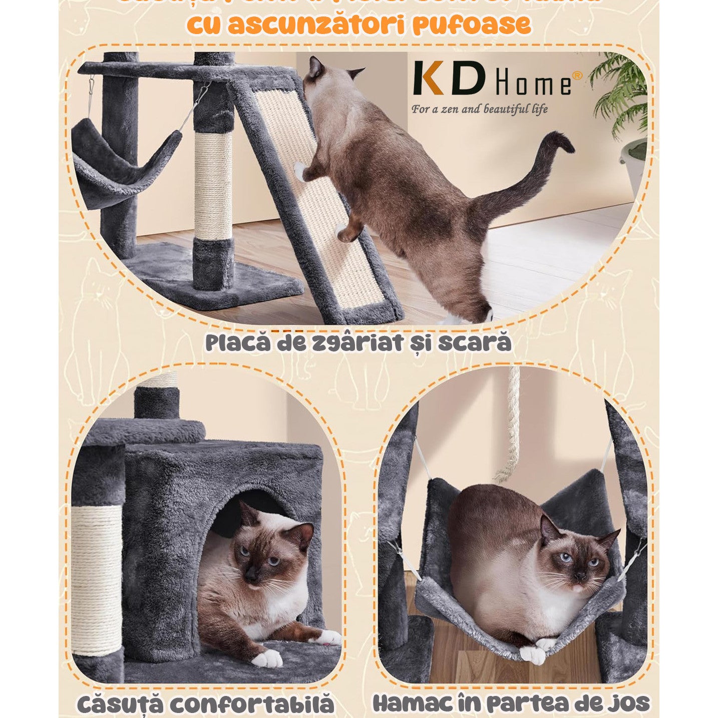 Ansamblu Joaca Pentru Pisici KD Home ClawCloud Loft Ansamblu Joaca Pentru Pisici KD Home ClawCloud Loft